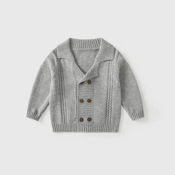 Design Cable Knit Shawl Collar Cardigan Gray Outerwear.cardigan - 1