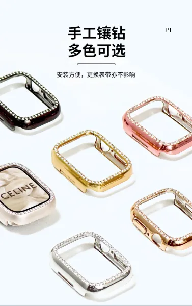 Apple Watch Crystal-Embellished Half-Case with Strap Band Smartwatches - 12