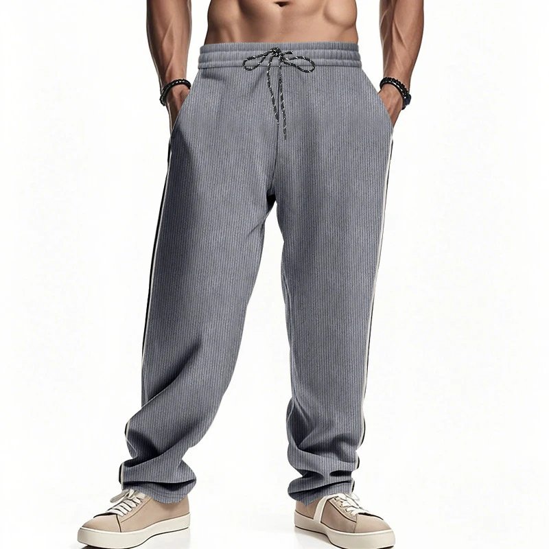 Design Corduroy Track Pants Black with White Stripes Sweatpants - 42