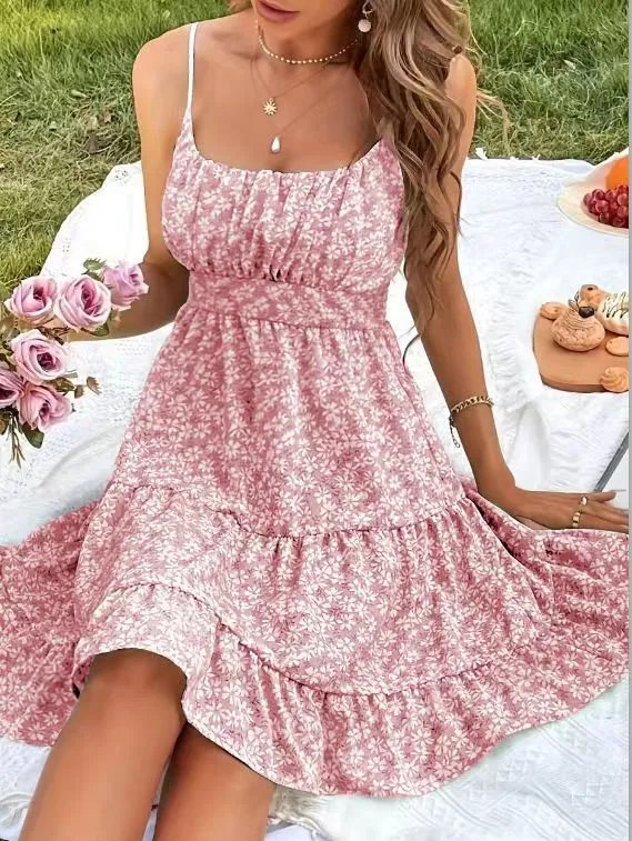Design Floral Tiered Midi Dress in Mint Green - 14