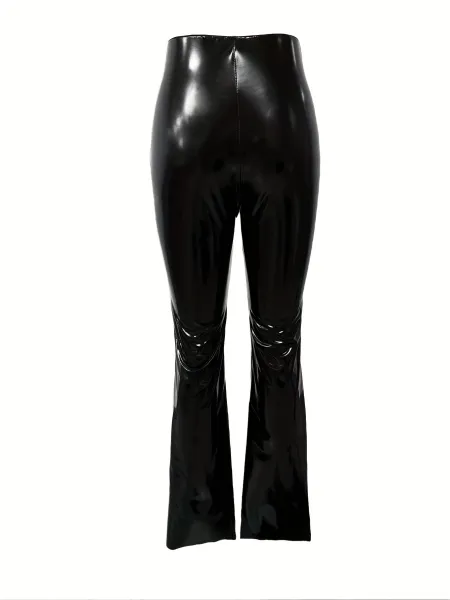 Design Patent Leather Flare Pants Black - 9