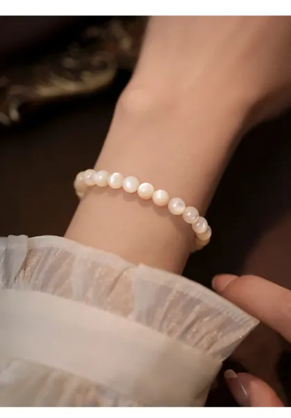 Design Pearl Bead Elastic Bracelet White Jewelry - 8