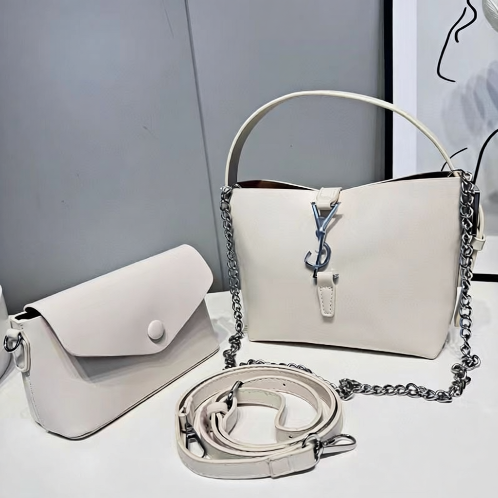Saint Laurent Monogram Y-Chain Bag White Shoulder Bag