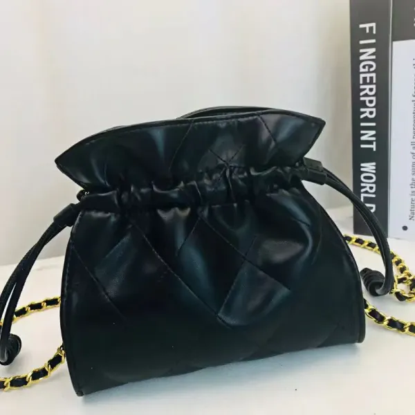 Chanel Drawstring Bucket Bag Black with Gold Chain - 7