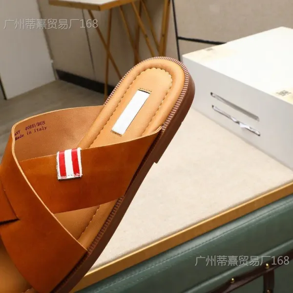 Thom Browne Cross-Strap Velvet Slippers Black - 10
