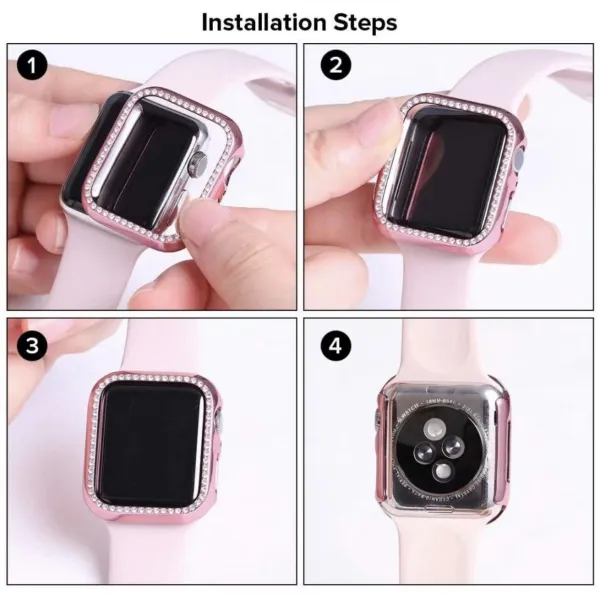 Apple Watch Crystal-Embellished Half-Case with Strap Band Smartwatches - 19