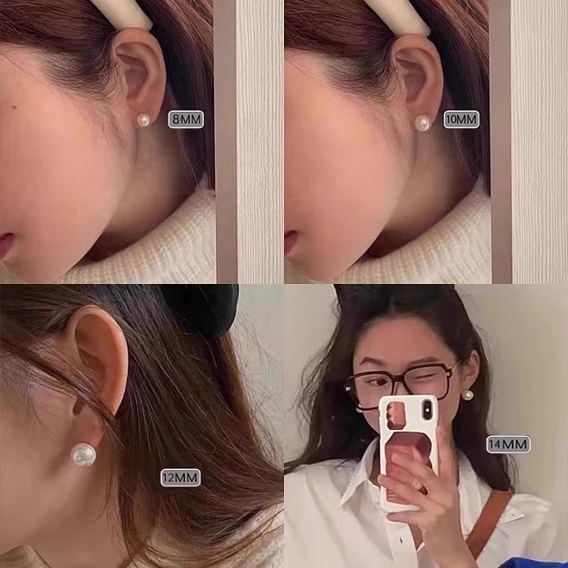 Akoya Pearl Stud Earrings Multiple Colors Lustrous Round Style