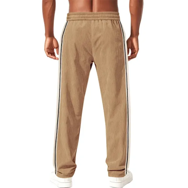 Design Corduroy Track Pants Black with White Stripes Sweatpants - 33