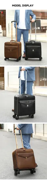 Design Rolling Laptop Briefcase Black Travel Bag Suitcase - 9