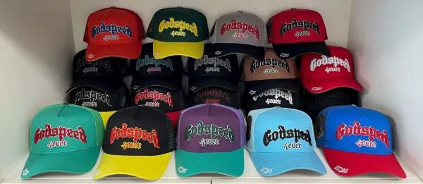 Design Graffiti-Embroidered Purple Mesh Trucker Cap Hats - 2
