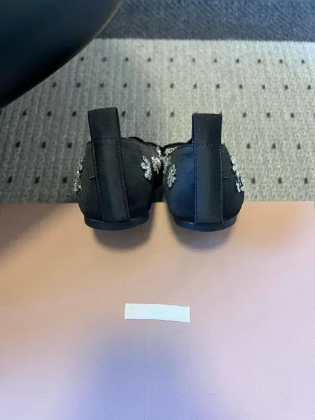 Design Black Crystal-Embellished Bow Flat Shoes Casual Shoes - 8
