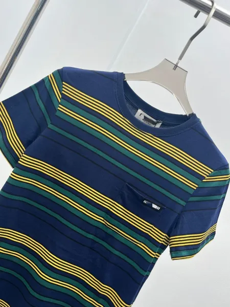 Design Striped Pocket T-Shirt Navy Green Yellow - 9