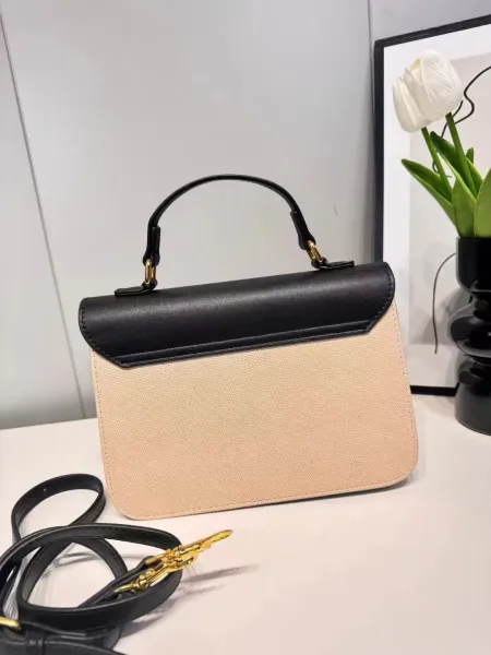 Design Two-Tone Envelope Flap Handbag Black Beige Handbags - 8