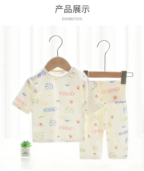 Design Baby Cartoon Print Short Sleeve T-Shirt and Shorts Set White Multicolor - 11