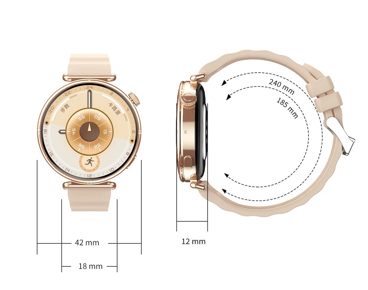Design CW6 Mini Smart Watch Pink Beige Strap Smartwatch - 25