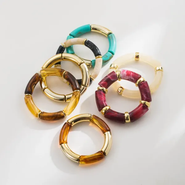 Design Studded Two-Tone Cuff Bracelet Gold Silver Jewelry - 32