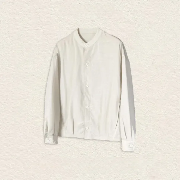 Design Mandarin Collar Shirt White Tops Shirt - 4