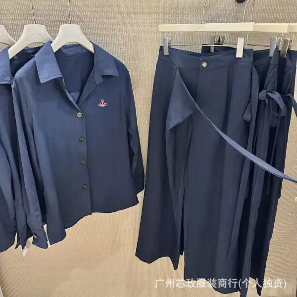 Vivienne Westwood Red Label Shirt and Wrap Skirt Set Navy - 5