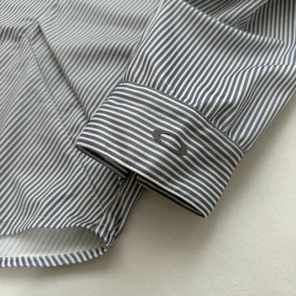 Oakley Striped Mandarin Collar Shirt Gray Tops Shirt - 15