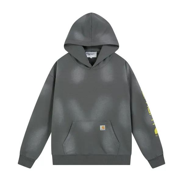 Carhartt Work In Progress Carhartt WIP Hoodie Gray with Yellow Sleeve Print Hoodie - 1