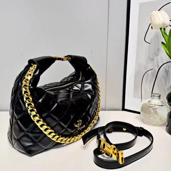 Design Quilted Chain Handle Hobo Bag White - 8