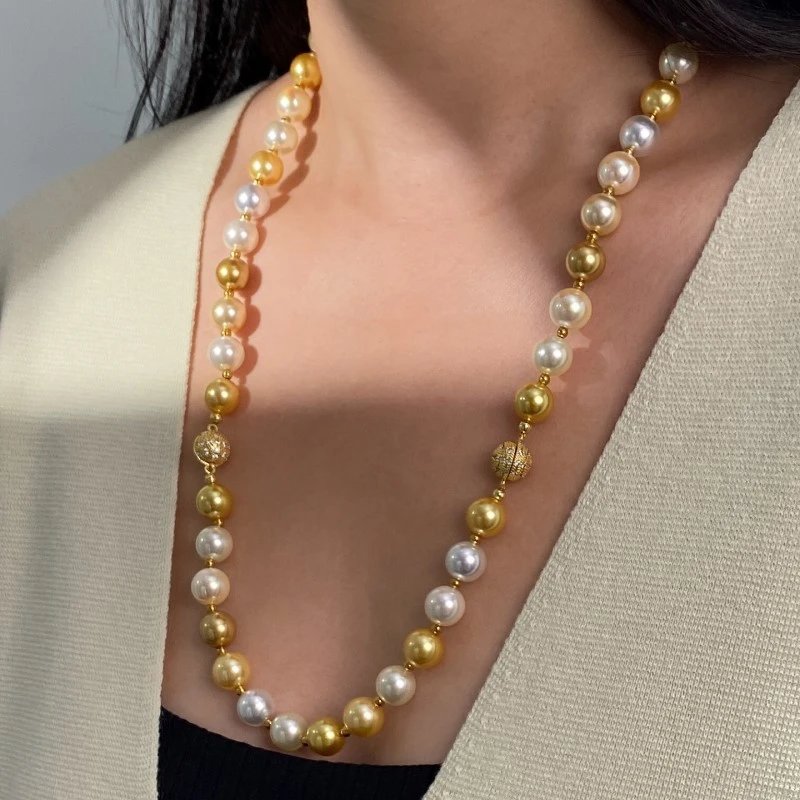 Pearl Necklace And Bracelet Set White Gold Two Tone Elegant Jewelry