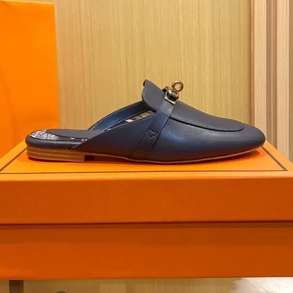 Hermès Oran Mule Light Blue Leather Slipper - 15