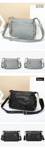 Design Floral Embossed Teal Crossbody Bag - 11