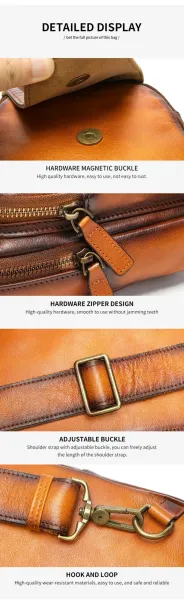 Design Crocodile-Embossed Leather Chest Bag Tan Crossbody Bag - 8
