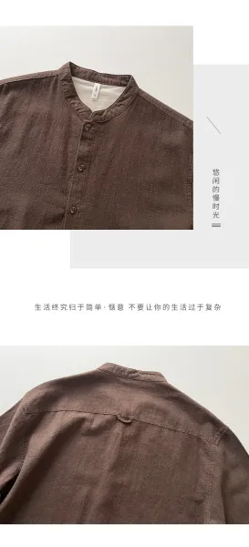 Design Mandarin Collar Jacket Brown Outerwear - 7