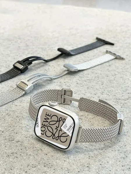 Loewe Anagram Smartwatch Band Silver Mesh Strap Watches - 5