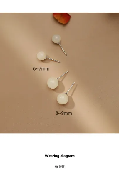 Design Jade Stud Earrings Light Green Jewelry - 8