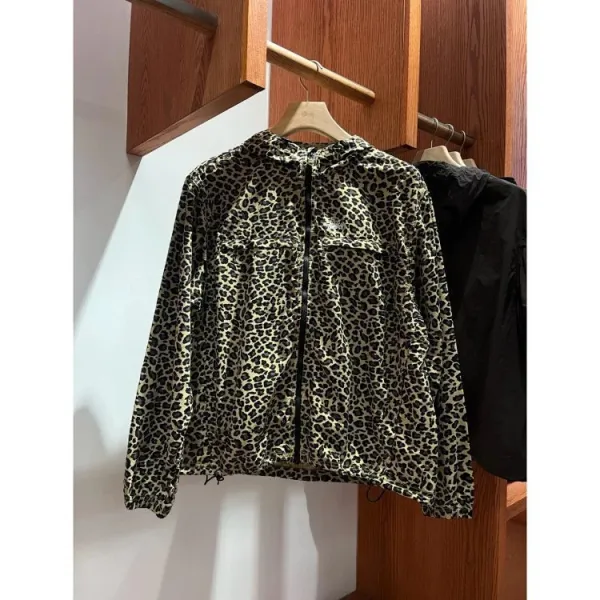 Stussy Leopard Print Hooded Windbreaker Jacket Outerwear - 5