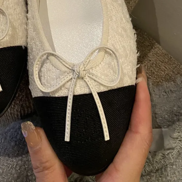 Chanel Ballerina Flats Pink Two-Tone Bow Detail Flat Shoes Loafers - 17