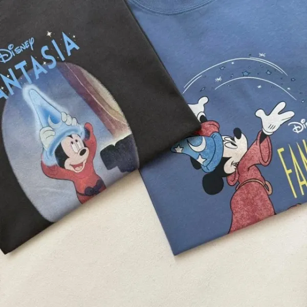 Design Disney Fantasia Mickey Mouse Graphic Oversized T-Shirt Gray T-Shirts - 24
