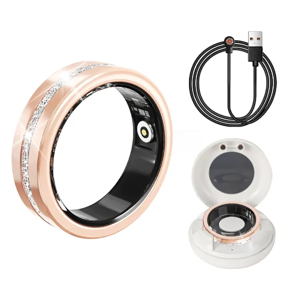 Design Smart Ring with Crystal Accents Rose Gold Smart Ring Jewelry - 1
