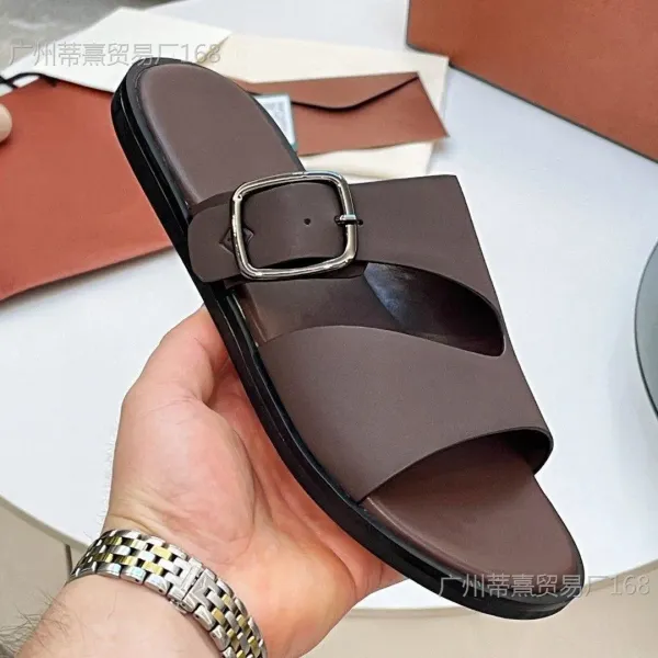 Design Buckle Slide Sandals Black Slippers - 6