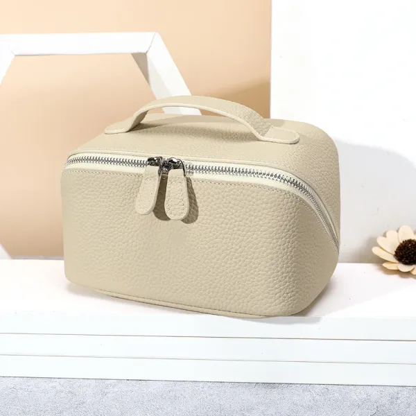Design Compact Leather Makeup Case Beige Bag Clutches - 1