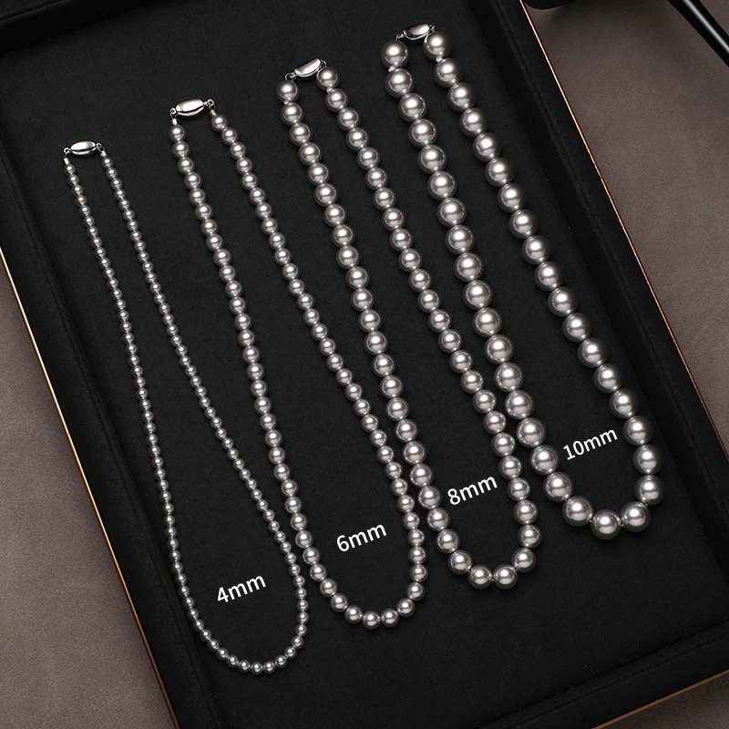 Pearl Necklace Gray Classic Elegance