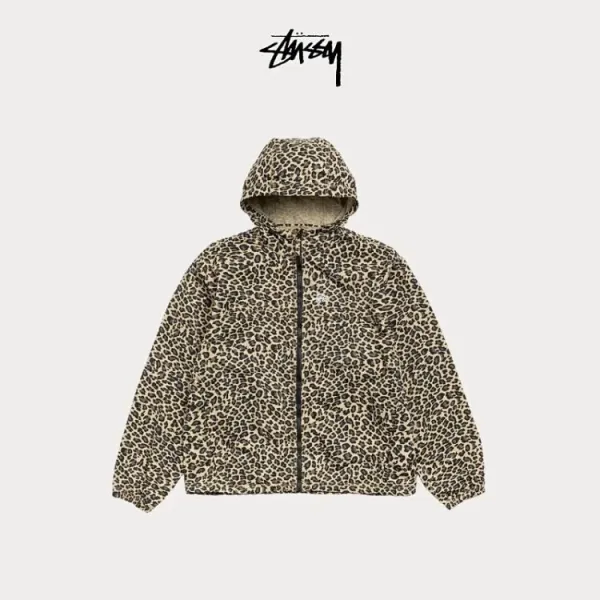 Stussy Leopard Print Hooded Windbreaker Jacket Outerwear - 17