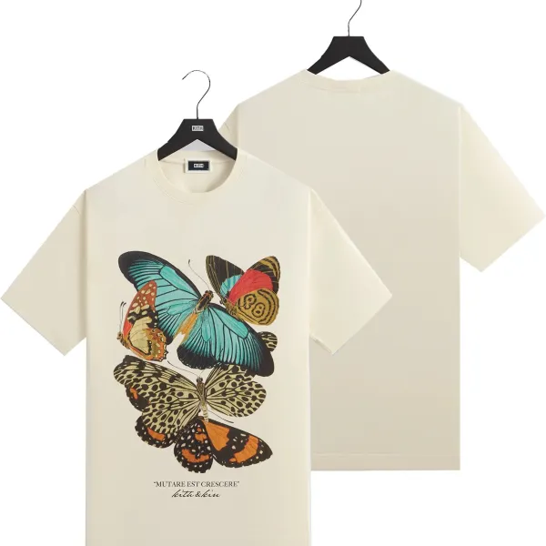 Kith x Kim Mutare Est Crescere Butterfly Print Beige T-Shirt - 1