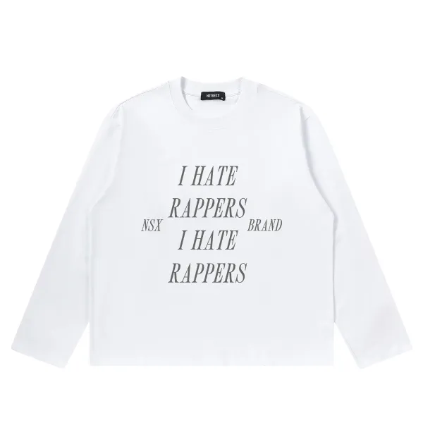 Design NOTSEX I Hate Rappers Brand Acid Wash Long Sleeve T-Shirt Black T-Shirts - 15