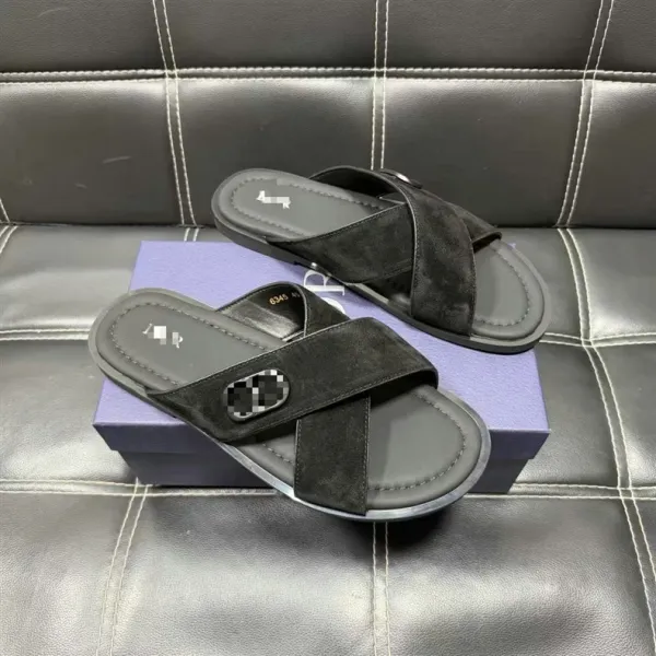 Design Suede Slide Sandals Purple / Black Slippers - 7