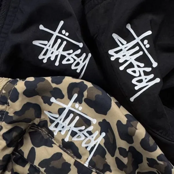 Stussy Leopard Print Hooded Windbreaker Jacket Outerwear - 25