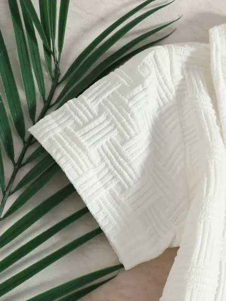 Design Classic Wear 1975 Woven Texture Short Set White Kids Casual Set Sets - 14