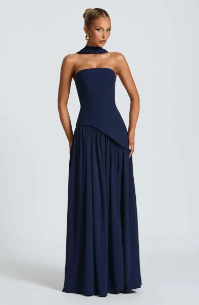 Design Olive Green Asymmetrical Halter Gown Dress.formal Dress - 37