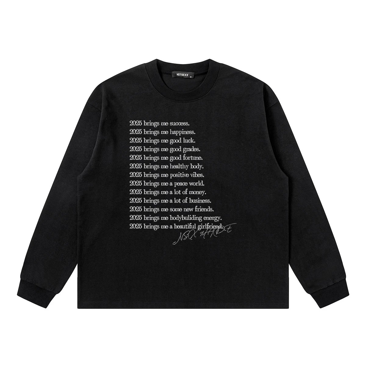 Pure black regular loose fit long sleeved