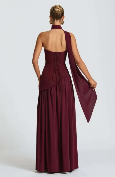 Design Olive Green Asymmetrical Halter Gown Dress.formal Dress - 40