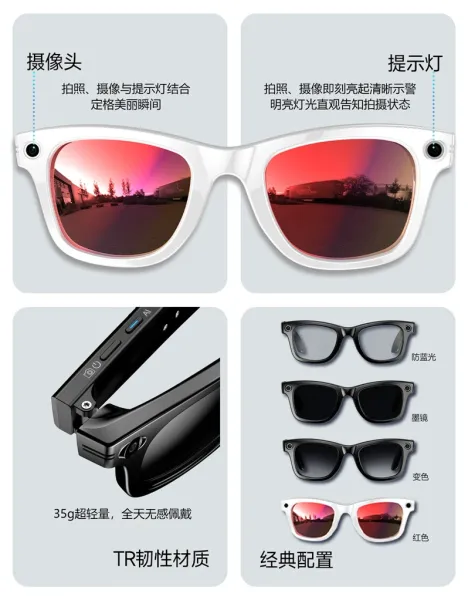 Design Snapchat Spectacles White Red Mirror Lens Smart Sunglasses Eyewear - 12