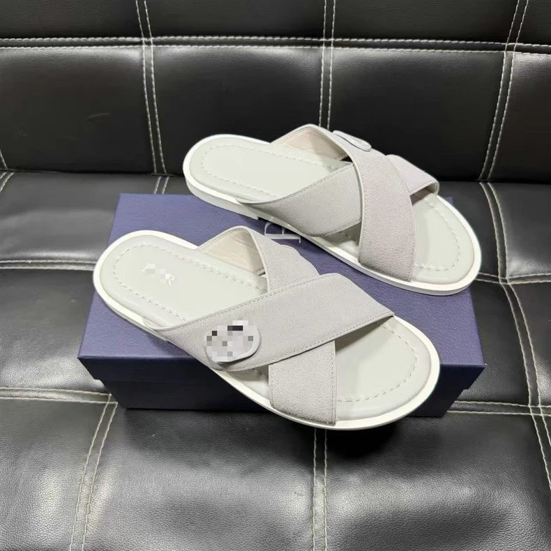 Design Suede Slide Sandals Purple / Black Slippers - 16
